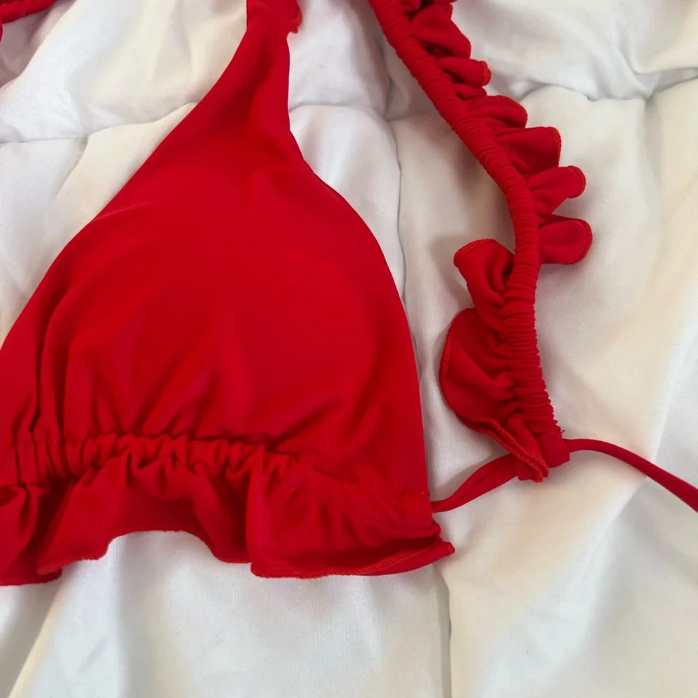 Red Ruffled Bikini Top - Picture 9 of 9